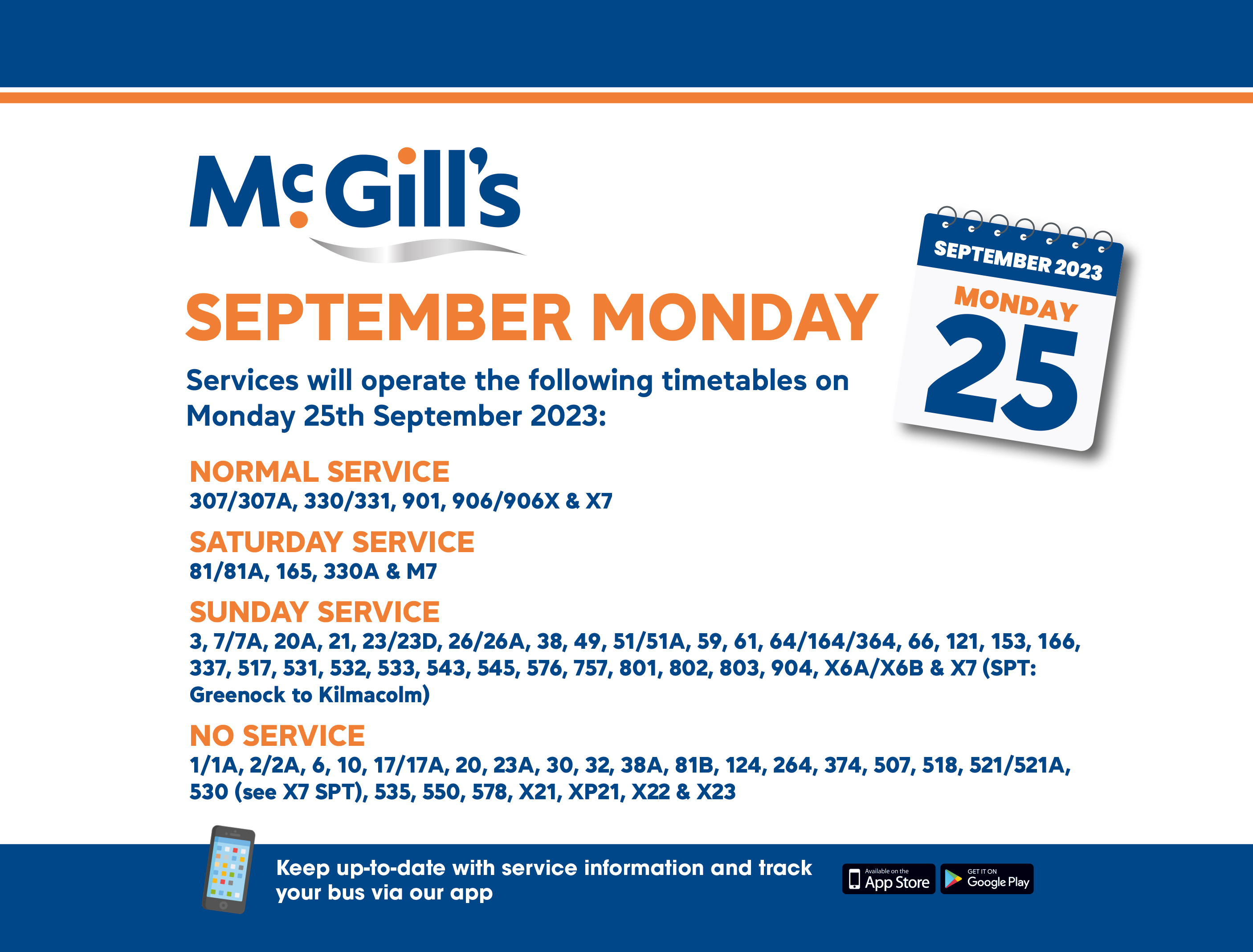September Monday service levels